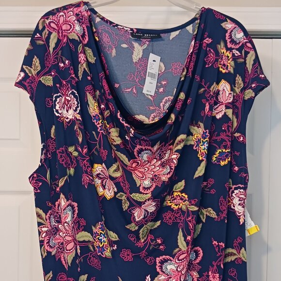 #172 NWT Lane Bryant Blue/Red Short Sleeve Top Size 1X - Picture 4 of 7